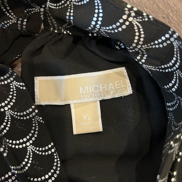 Michael Kors Black Metallic Silver Memaid Print Halter Under Knee Dress - Picture 6 of 8